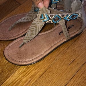 Minnetonka Beaded Suede Sandals